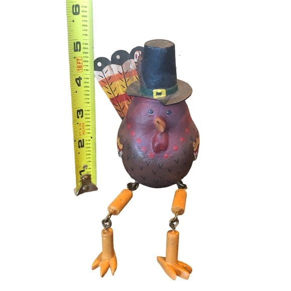 EUC 90s VTG Thanksgiving Fall Turkey Pilgrim Shelf Sitter Figurine Hand Painted - Picture 10 of 10